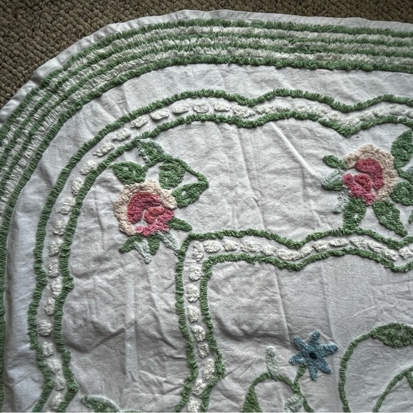 The Vermont Country Store Twin Rosalee Pastel Floral Chenille Bedspread - Picture 10 of 15